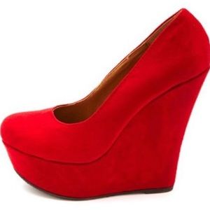 Red Wedge High Heels